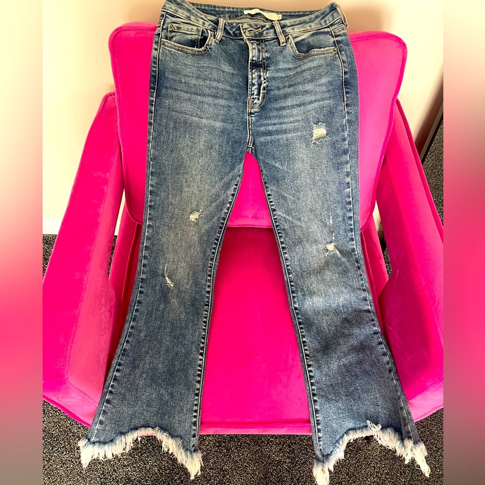 Hidden Distressed Cropped Jeans